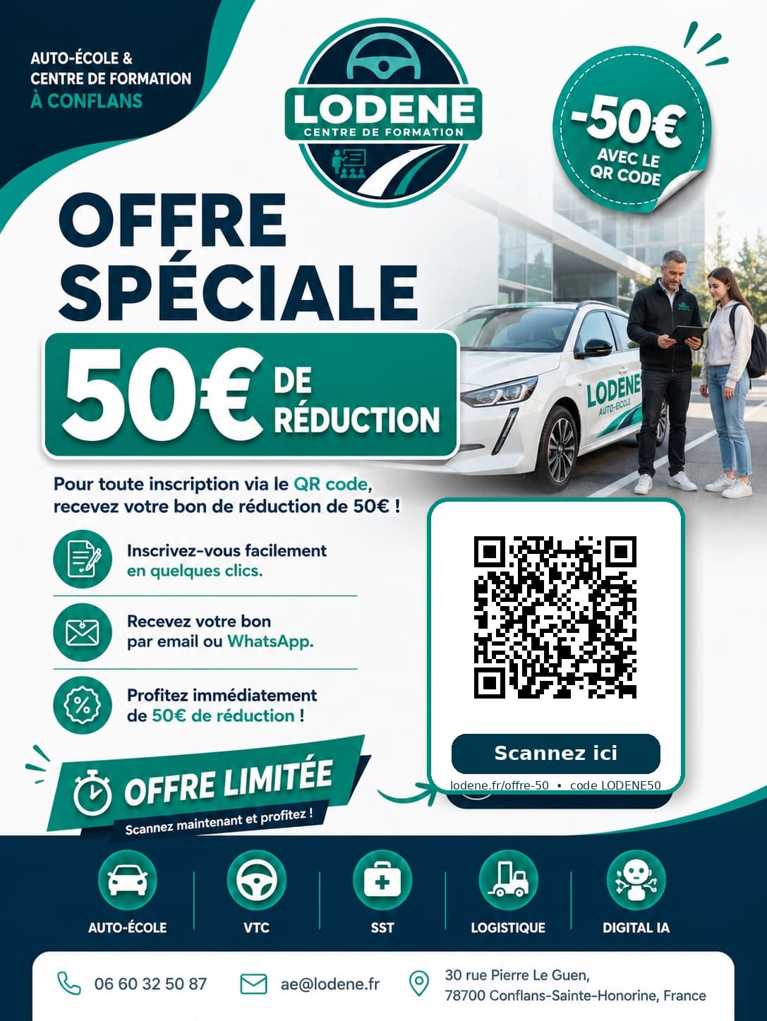 Affiche LODENE offre spéciale 50 euros de réduction